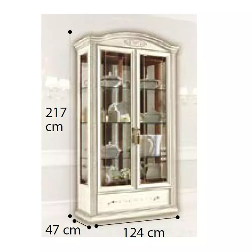Klasická prosklená dvoudveřová vitrína Camelgroup Siena Day Avorio