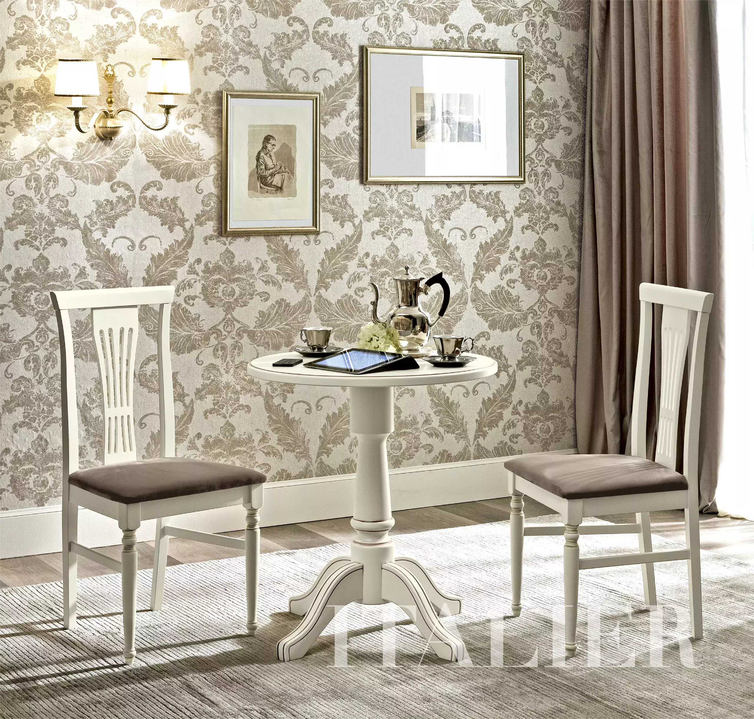 Klasická jídelní židle s čalouněním Camelgroup Giotto Night Bianco Antico