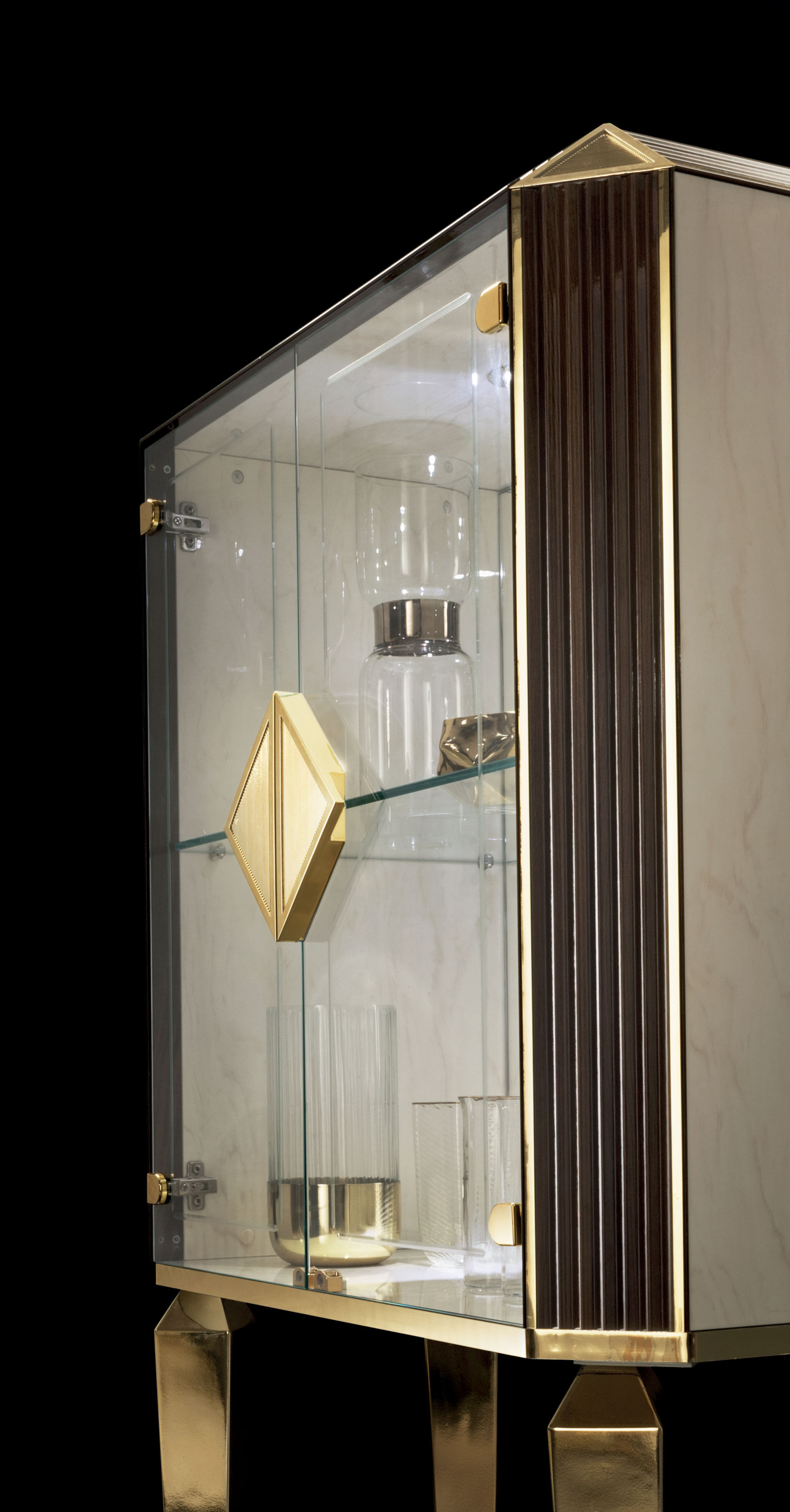 Diamante detail 2 door LUX cabinet with glass doors