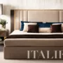 Essenza upholstered bed with night tables