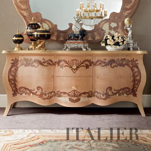 Briar-root-radica-dresser-with-inlaid-mirror-classic-furniture-Bella-Vita-collection-Modenese-Gastoneuzthrg