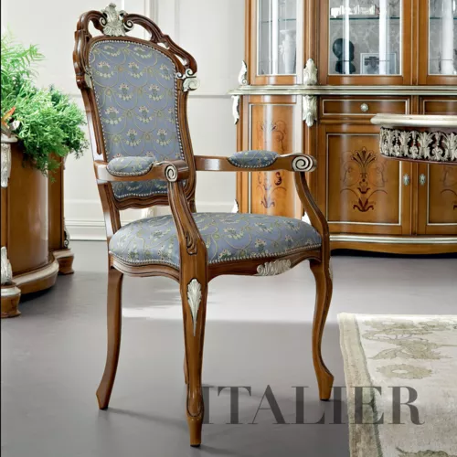 Luxury-classical-hardwood-chair-silver-leaf-applications-Bella-Vita-collection-Modenese-Gastone