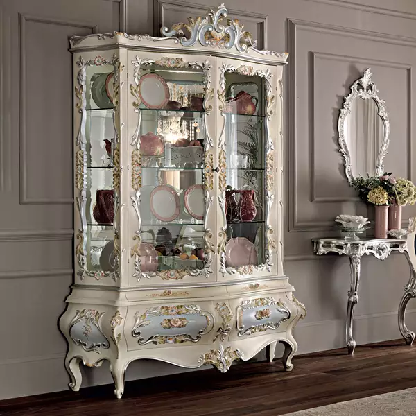 Glass-cabinet-carved-painted-hardwood-furniture-Villa-Venezia-collection-Modenese-Gastone