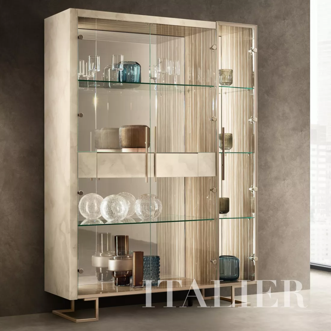 Adora-Luce-LIght-4-doors-glass-cabinet-with-drawer