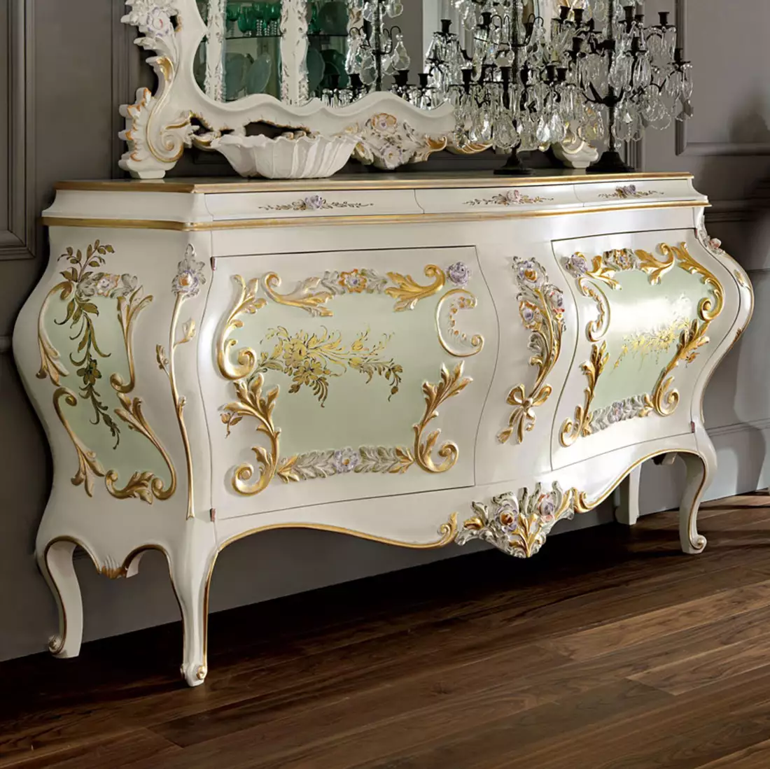 Luxury-carved-sideboard-with-figured-mirror-hardwood-Villa-Venezia-collection-Modenese-Gastonegrfd