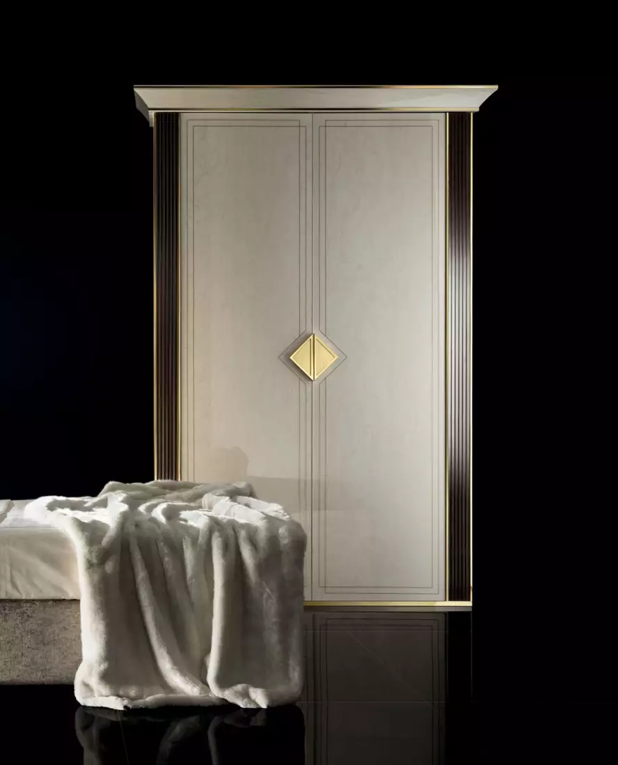 Diamante 2 door wardrobe with upholstered bed - skrin 2d