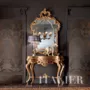 Gold-leaf-console-figured-mirror-open-work-Villa-Venezia-collection-Modenese-Gastone