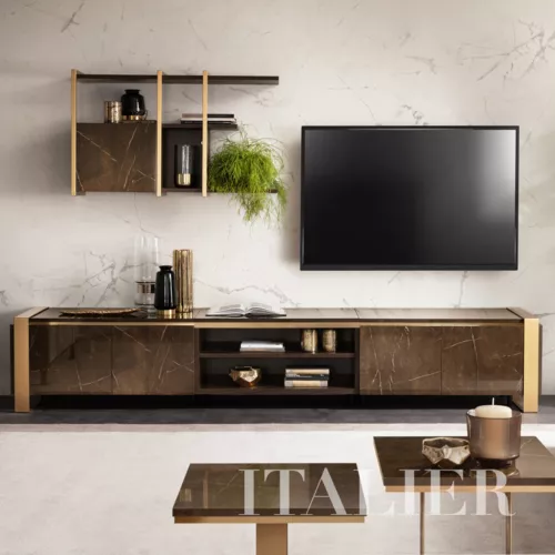 Essenza TV composition 25 with a TV cabinet art.3 and wall display cabinethtth